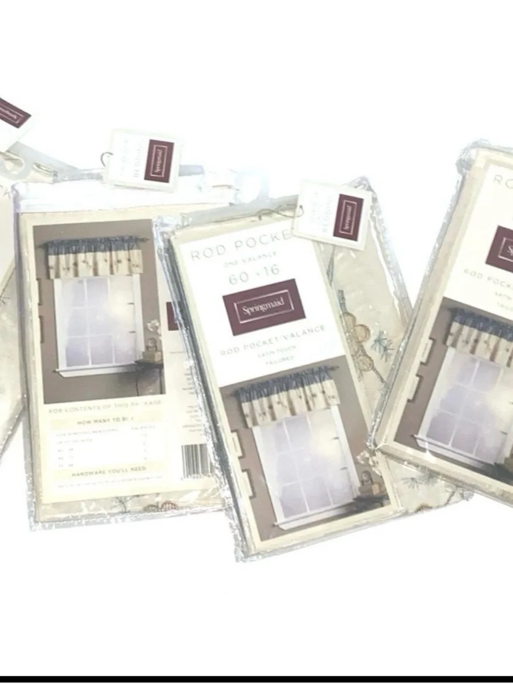 4 Included - Vintage Springmaid Rod Pocket Tailored Valance Satin Touch -